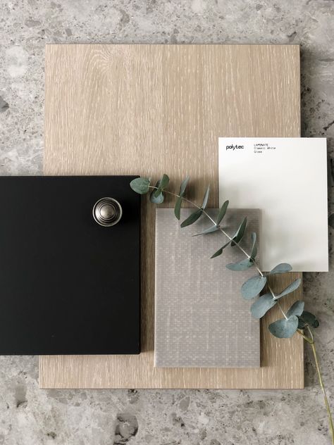 Black White Oak Color Palette, Lake Lot Ideas, White Oak Mood Board, Oak Moodboard, Mood Board Black And White, Wood Moodboard, Coastal Mood Board, Black Mood Board, Moodboard Interior Design