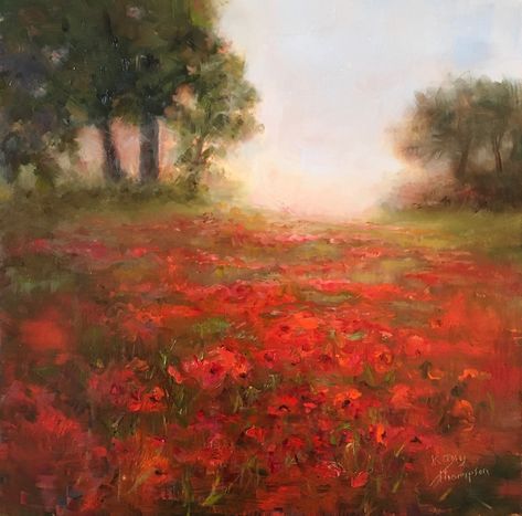 16x16, Impressionism, oil painting, red poppies, landscape, Italy Monet Landscape Paintings, Red Impressionist Painting, Field Of Roses Painting, Poppy Oil Painting, Red Poppy Aesthetic, Red Oil Painting Aesthetic, Rose Field Painting, Red Paint Aesthetic, Red Aesthetic Painting