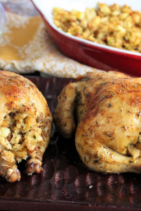 Cornish Game Hens With Stuffing Thanksgiving Cornish Game Hen Recipes, Baked Cornish Hens, Baked Chicken And Mushrooms, Cornish Game Hen Recipes, Roasted Cornish Hen, Cornish Game Hens, Cornish Hen Recipe, Game Hens, Cornish Hen