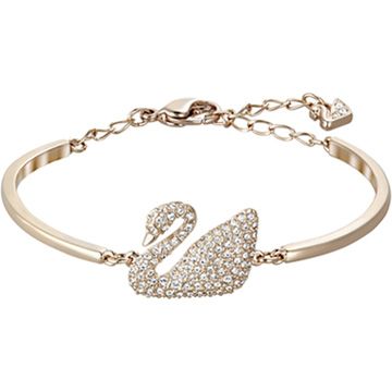 Swan Bangle, White, Rose Gold Plating - Swarovski, 5142752 Gold Swan, Swarovski Swan, Silver Crystal Earrings, The Bangles, Bracelets Design, Luxe Jewelry, Swarovski Crystal Bracelet, Swarovski Bracelet, Gold Armband