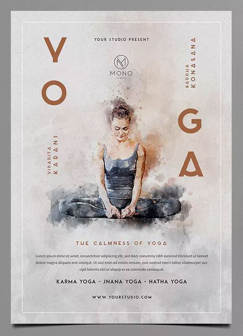 Yoga Flyer Template PSD. Download Yoga Retreat Flyer, Yoga Flyers Ideas, Yoga Poster Design Graphics, Retreat Flyer, Yoga Poster Design, Sport Flyer, Flyer Dj, Yoga Flyer, Jnana Yoga