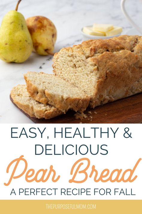 pear bread recipe Pear Halves Recipes, Very Ripe Pear Recipes, Ripe Pear Recipes Easy, Leftover Pear Recipes, Baking Pears Recipe, Ways To Use Pears, Unripe Pear Recipes, Ripe Pears Recipes, Savoury Pear Recipes