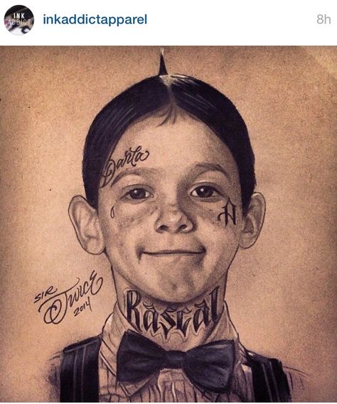 Alfalfa tattoo Gangster Drawings, Insta Aesthetic, Cholo Style, Cholo Art, 얼굴 드로잉, Arte Punk, Inked Magazine, Desenho Tattoo, Chicano Art