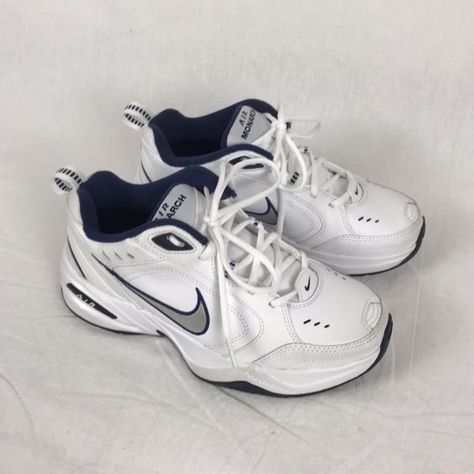 Nike Vintage Shoes, Sneakerhead Outfits, Nike Sneakers White, Air Monarch Iv, Nike Air Monarch Iv, Zapatillas Nike Air, Nike Air Monarch, Sporty Shoes, Dr Shoes