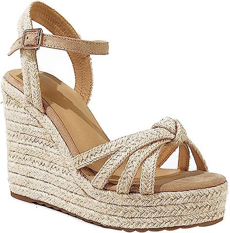 mikarka Sandals for Women, Platform Ankle Strap Womens Sandals Open Toe Espadrille Wedge Sandals for Women Concise Casual Summer Womens Shoes Amazon Shoes, Ankle Strap Block Heel, Strappy High Heels, Platform Wedge Heels, Women's Espadrilles, Espadrilles Platform, Womens Summer Shoes, Espadrille Wedge, Wedge Heel Sandals