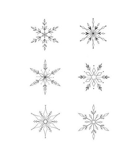 3 Snowflake Tattoo, Unique Snowflake Tattoo, Snowflake Tattoo Stencil, Christmas Embroidery Snowflake, Snowflake Semicolon, Snow Related Tattoos, Mini Snowflake Tattoo, Snow Flakes Tattoo Design, Snowflakes Tattoo Design