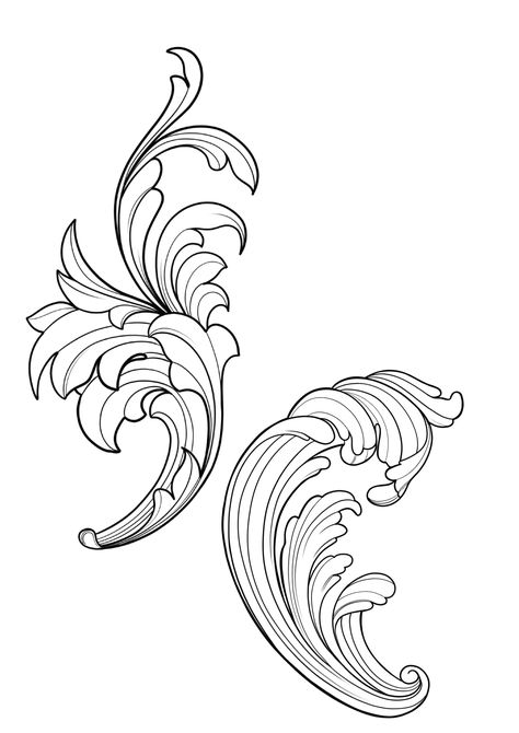 Filagree Design Tattoo Outline, Filigree Tattoo Stencil, Filligree Tattoos Designs, Rococo Tattoo, Filigree Stencil, Filigree Tattoo Designs, Sublime Tattoo, Scrollwork Pattern, Geometric Line Tattoo