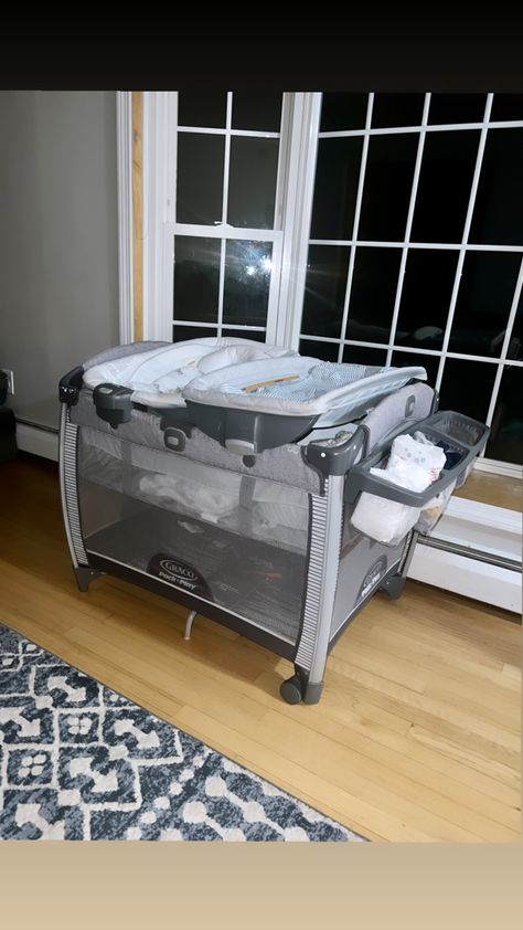 Love this setup in our living room, makes the newborn stage so much easier. This Graco pack-n-play has great storage for diapers, wipes, blankets, outfits, and more! It also has a changing station and bouncer that are removable! Pack N Play Changing Station, Living Room Set Up For Newborn, Living Room Changing Station, Best Pack N Play, Diaper Station, Graco Pack N Play, Newborn Stage, Baby Changing Station, Baby Nap