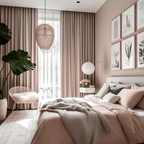 Chambre rose poudré : 13 exemples tendances pour s'inspirer Pink And Beige Bedroom, Rose Bedroom, Beige Bedroom, Pink Bedrooms, Pink Bedroom, Wooden House, Room Inspiration Bedroom, Bedroom Makeover, Room Makeover