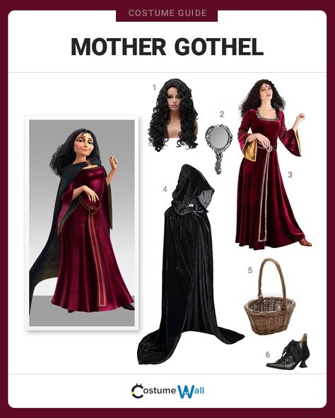 Dress Like Mother Gothel Rapunzel Mother Gothel Costume, Mother Gothel Outfit, Mother Gothel Makeup, Movie Characters To Dress Up As, Mother Gothel Cosplay, Mother Gothel Costume, Gothel Costume, Movie Costume Ideas, Villains Costumes