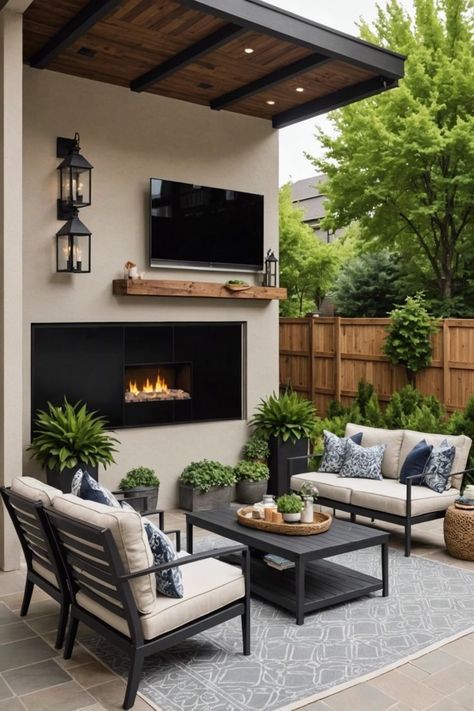 Backyard Deck Inspiration, Small Outside Patio Ideas, Living Area Decor Ideas, Indoor Patio Ideas, Patio Area Ideas, Living Area Decor, Outdoor Living Room Ideas, Outdoor Tvs, Deck Railing Ideas