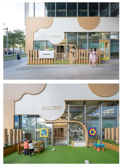 preschool interior-institute design Commercial Nursery Design, Modern Daycare Design Exterior, Preschool Exterior Design, Early Learning Center Design, Preschool Classroom Interior Design, Childcare Lobby Ideas, Modern Preschool Design, Preschool Reception Area Design, Preschool Design Interior