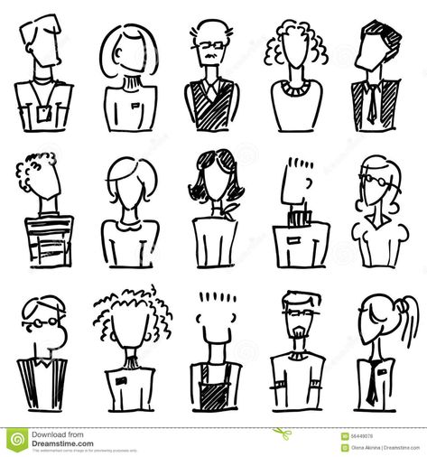 Doodle avatar stock vector. Illustration of draw, management - 56449078 Drawn People, Visual Note Taking, Doodle People, Doodle Characters, Cartoon Doodle, Doodle Icon, Cartoon People, Sketch Notes, Chalk Drawings