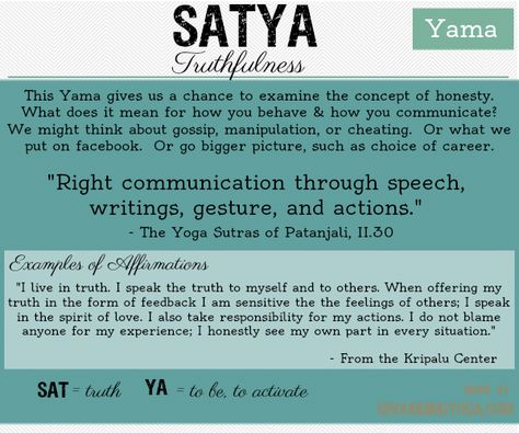 “Satya” is about honesty.  Do we live in a way that is true to ourselves?    In Kundalini Yoga, a frequently used mantra is “Sat nam” which means “truth is my identity.”  Recommended Reads - https://books2read.com/rl/thoughtruts Grounding Yoga, Eight Limbs Of Yoga, 8 Limbs Of Yoga, Yoga Sutras, Yoga Philosophy, Yoga Therapy, Restorative Yoga, Ashtanga Yoga, Kundalini Yoga