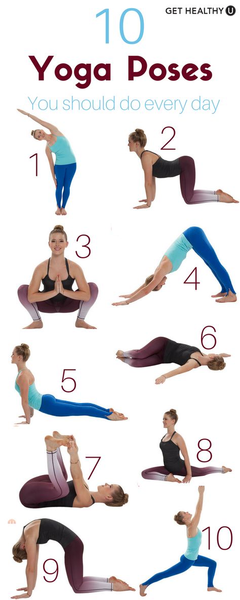 This is a perfect every day yoga sequence 10 Yoga Poses, Latihan Dada, Bolesti Chrbta, Simple Yoga, Yoga Beginners, Fitness Plan, Yoga Posen, Exercise Routines, Trening Fitness