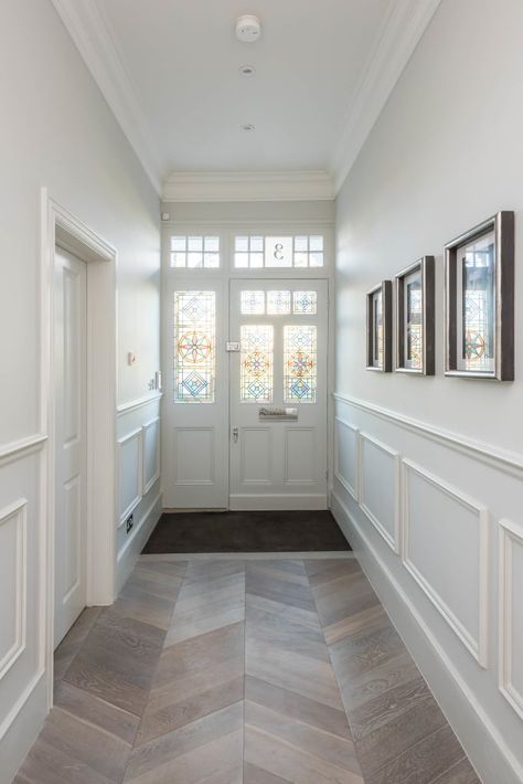 Stair Paneling, Entrance Hall Decor, Victorian Hallway, Hall Flooring, Narrow Hallway Decorating, Hallway Inspiration, Hallway Flooring, Hallway Design, Hallway Designs