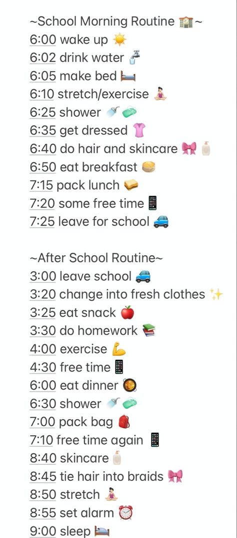 Good Routines To Get Into, Summer Daily Routine For Teens, Get Ready For School Routine, School Morning Routine 6:00 Am, Tips For 6th Grade, 6th Grade Tips, Before School Routine, Night Before School, School Routine For Teens