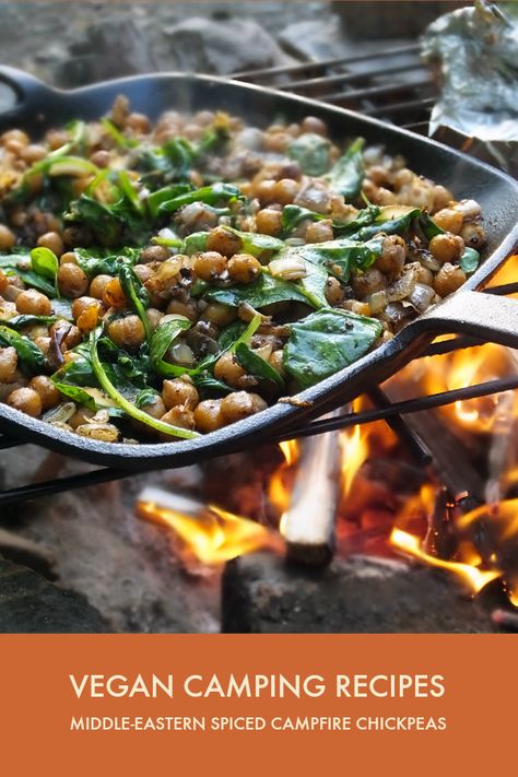 #vegan #camping #campingrecipe #chickpeas #baharat Vegetarian Camping, Vegan Camping Food, Camping Food Ideas, Outdoor Cooking Recipes, Fit Recipes, Spiced Chickpeas, Camping Dinners, Veggie Meals, Easy Camping Meals