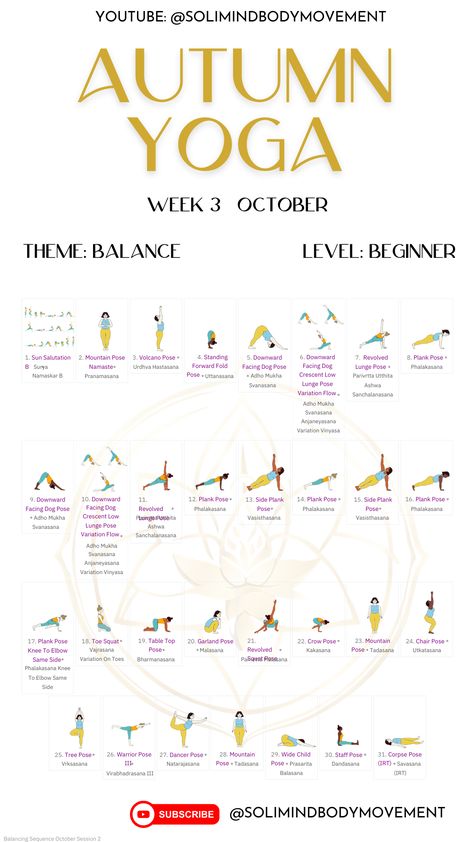 Yoga Sequences Beginner, 60 Minute Yoga Flow Sequence, Autumn Yin Yoga Sequence, Fun Yoga Flow Sequence, Fall Yoga Themes, Yoga For Autumn, Yoga Class Sequence Template, Fall Equinox Yoga Sequence, Autumn Yoga Sequence