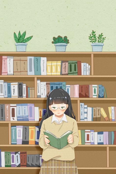 School life high school the university library illustration image University, High School, University Library, Girl Reading, School Life, For Free