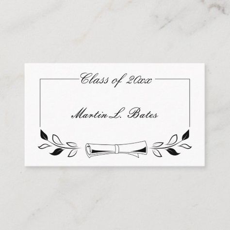 Elegant Black Graduate Name Cards Insert Cards #zazzle #weddinginvitations #birthdayinvitations #babyshowerinvitations #zazzleinvitations #monogram #businesscards #graduation #homedecor Graduation Name Cards, Graduation Invitations High School, Graduation Invitation, College Degree, High School Graduation, Graduation Announcements, Graduation Invitations, College Graduation, Black And White Design