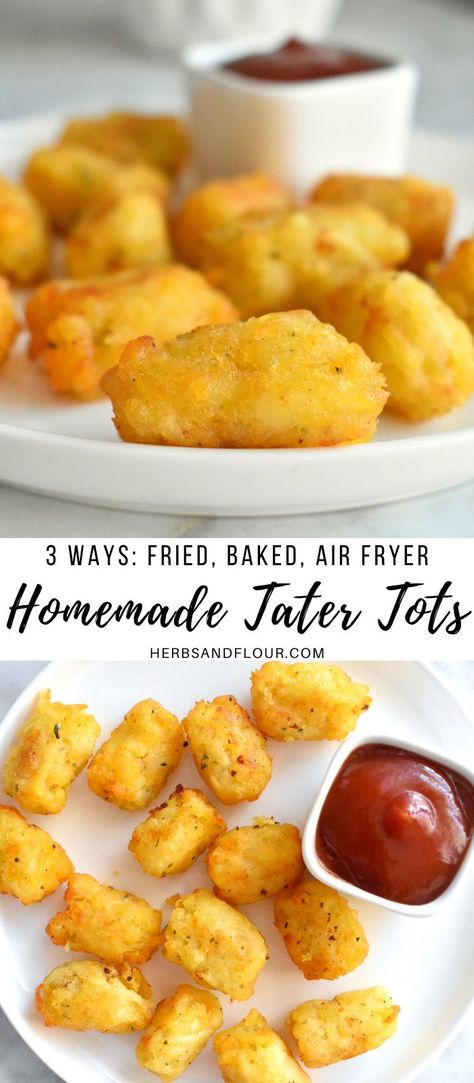 Tater Tot Recipes Air Fryer, Homemade Tots, Tator Tot Recipes Homemade, Tater Tot Recipes Homemade, Tater Tot Homemade, Tots Recipes, Stuffed Tater Tots Recipes, Easy Recipes For Kids To Make Snacks, Tartar Tots Recipes