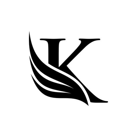 Initial letter K logo and wings symbol. Wings design element, initial Letter K logo Icon, Initial Logo K Silhouette K Letter Design Wallpaper, K Symbol Logo, K Logos Design, K Alphabet Design, K Design Letter, K Logo Design Letter, K Logo Design Ideas, K Logo Design Art, K Symbol