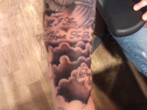 full sleeve cloud tattoo - 40 Awesome Cloud Tattoo Designs  <3 ! Tattoo With Clouds, Christian Fish Tattoos, Cloud Tattoos, Cloud Tattoo Design, Front Shoulder Tattoos, Cloud Tattoo, Full Sleeve Tattoos, Full Sleeve Tattoo, Clouds Design