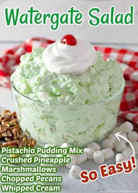 Watergate Salad, Pistachio Salad, Best Thanksgiving Side Dishes, Best Christmas Desserts, Jello Desserts, Pistachio Pudding, Ambrosia Salad, Jello Salad, Jello Recipes