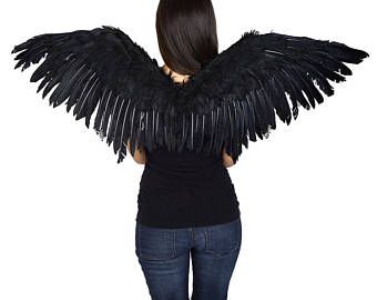 Mocking Bird Feather Wings - WG55--BL Raven Bird Costume, Bird Wings Costume, Fallen Angel Wings, Feather Costume, Dark Angel Wings, Night Costume, Crow Costume, Mocking Bird, Crow Feather