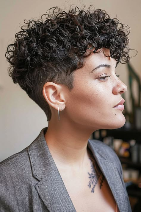 25 Stunning Short Curly Hairstyles You Have to See to Believe Black Curly Short Hairstyles, Low Cut Styles For Black Women, Short Curly Black Hairstyles, Permed Pixie Cut, Curly Bob With Undercut, 3c Pixie Curly Hair, Short Curly Pixie Haircuts, Very Short Curly Haircuts, Short Pixie Curly Hair