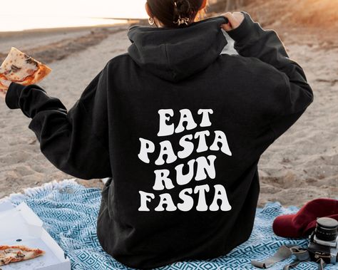 Wavy Text Hoodie, Eat Pasta Run Fasta, Dangerous Person, Pasta Shirt, Eating Pasta, T-shirt Photography, Bff Things, Wavy Text, Things I Need To Buy