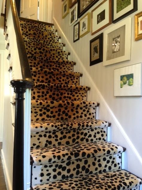 Elements of Style - animal print runner #leopardprint Leopard Carpet, Erin Gates Design, Stark Carpet, Brooklyn Newyork, Boston Mass, Flooring Design, Stair Case, Pool Design, Stair Runner Carpet