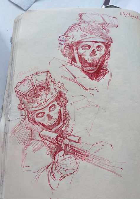 Ghost Drawing Mw2, Ghost Cod Drawing Reference, Ghost Call Of Duty Sketch, Cod Ghost Sketch, Ghost Mw2 Drawing, Ghost Modern Warfare Art, Simon Ghost Riley Sketch, Cod Drawing Call Of Duty, Mw2 Drawing