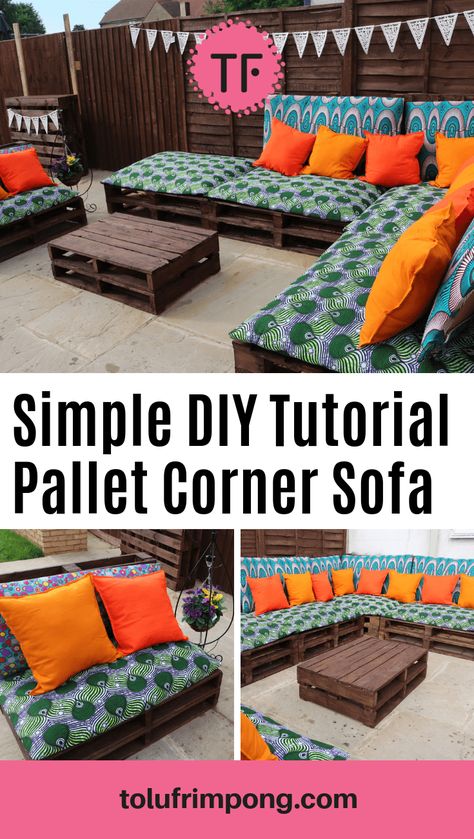 Pallet Corner Sofa, Pallet Furniture Outdoor Couch, Corner Sofa And Coffee Table, Garden Renovation, Wooden Pallet Crafts, Diy Pallet Couch, Outdoor Pallet, Diy Pallet Sofa, Pallet Seating