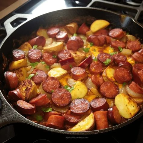 Oven Roasted Smoked Sausage and Potatoes - Life with Susan Roasted Smoked Sausage And Potatoes, Smoked Sausage And Potatoes, Smoked Sausage And Potato Recipe, Sausage And Potato Bake, Creamy Corn Casserole, Smoked Sausages, Garlic Chicken Stir Fry, Sausage And Potatoes, Potatoes In Oven