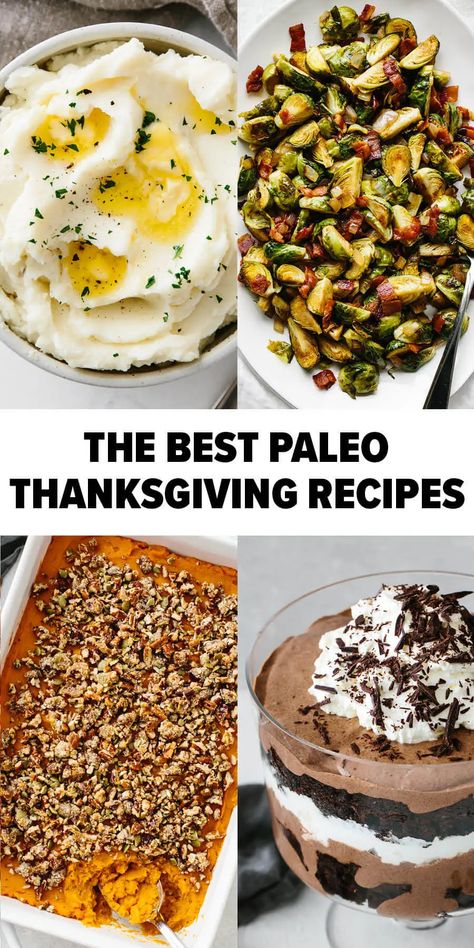 These paleo Thanksgiving recipes will create a winning menu with classic side dishes, the perfect roasted turkey, and scrumptious desserts! Whole30 Halloween Recipes, Roasted Green Beans And Carrots, Paleo Thanksgiving Sides, Paleo Thanksgiving Side Dishes, Thanksgiving Alternatives, Aip Thanksgiving Recipes, Paleo Thanksgiving Dessert, Downshiftology Recipes, Whole Foods Thanksgiving