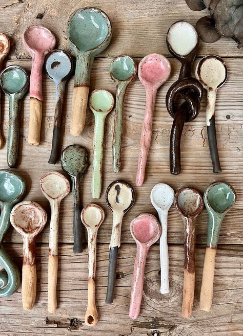 Ceramic Spoons, Stirring Spoons, Handmade Ceramic Spoons, Handmade Pottery Spoons, Minimalist Decor, Handmade Spoons, Organic Shapes Spoons - Etsy Handmade Ceramic Kitchenware, Organic Pottery Ideas, Clay Spoons Handmade Ceramic, Ceramic Tea Spoon, Pottery Portfolio, Ceramics Spoon, Ceramic Utensils, Ceramic Handbuilding, Clay Spoon