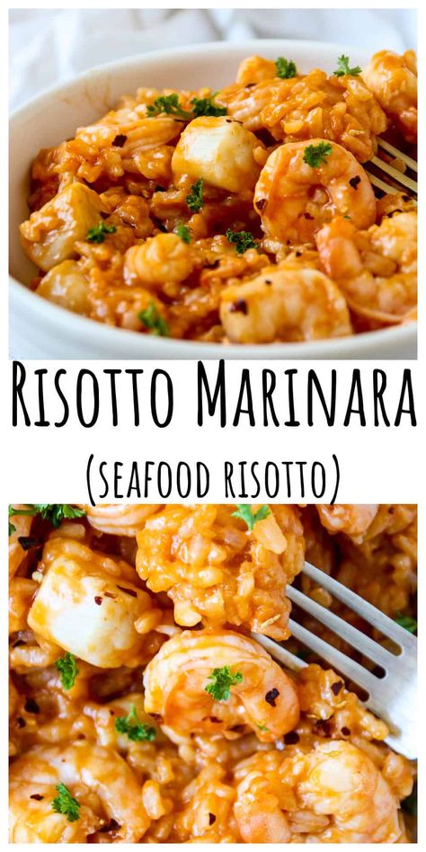 Orzo Seafood Recipes, Italian Bistro Food, Shrimp With Risotto, Shrimp And Risotto Recipes, Fish Risotto Recipes, Summer Risotto Recipes, Seafood Marinara Recipes, Healthy Risotto Recipes Clean Eating, Shrimp Risotto Recipes