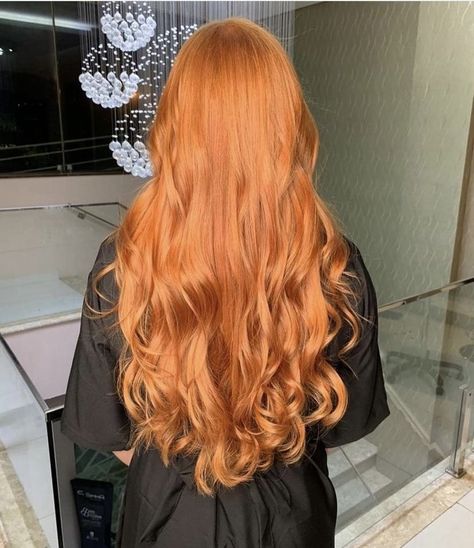 Long Orange Hair Aesthetic, Long Ginger Hair Aesthetic, Shades Of Ginger Hair, Shades Of Orange Hair, Light Ginger Hair Strawberry Blonde, Golden Orange Hair, Ginger Ombre Hair, Orange Ginger Hair, Long Auburn Hair