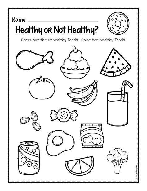 Word Problems Kindergarten, Food Worksheet, Healthy Habits For Kids, Healthy And Unhealthy Food, Kindergarten Social Studies, Worksheet For Kids, Free Kindergarten Worksheets, Social Studies Worksheets, Kindergarten Worksheets Printable