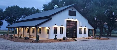 Barn Pool House, Barn Pool, Barn Remodel, Garage Plans With Loft, Metal Shop Building, Pole Barn Garage, Morton Building, Garage Guest House, White Siding