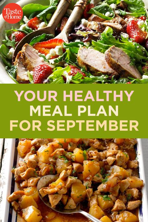 September Meal Plan Calendar, September Menu Plan, Heart Healthy Meal Plan, September Meal Plan, Healthy Fall Recipes Dinner, September Meals, Healthy Fall Recipes, Week Meals, Healthy Meal Plan