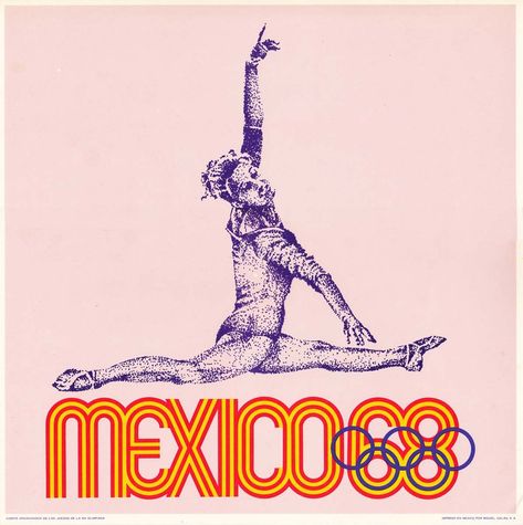 Olympics 1968 Mexico Gymnastics Splits, Mexico Olympics, Lance Wyman, 1968 Olympics, Olympic Logo, Symbol Of Peace, Winter Games, A Symbol, Vintage Advertisement