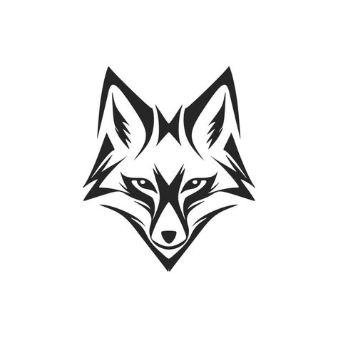 Elegant Fox vector logo in black and white for your brand identity. Fox Black And White, Fox Vector, Fox Logo Design, Japanese Fox, Fox Face, Fox Logo, Photoshop Tutorial Design, Fox Head, School Logo