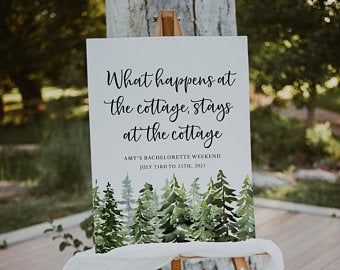 Printable Event Stationery & Decor by LittleCreekCreative on Etsy Cottage Bachelorette, Lake Bachelorette, Bachelorette Signs, Ski Weekend, Camping Bachelorette, Wedding Bar Menu Sign, Peach Baby Shower, Signature Cocktail Sign, Bar Signage