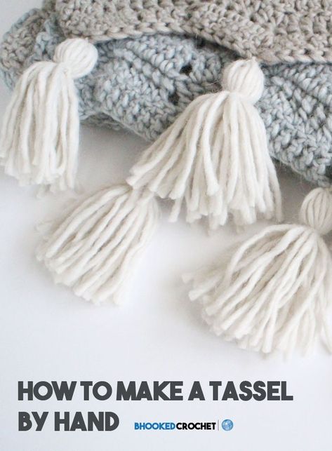 How To Add Tassels To Crochet, How To Attach Tassels To Crochet, Blanket Tassels, Corak Krusye, Make Tassels, Decor Beads, Crochet Appliqué, Diy Tassel Garland, Hand Crocheted Blanket