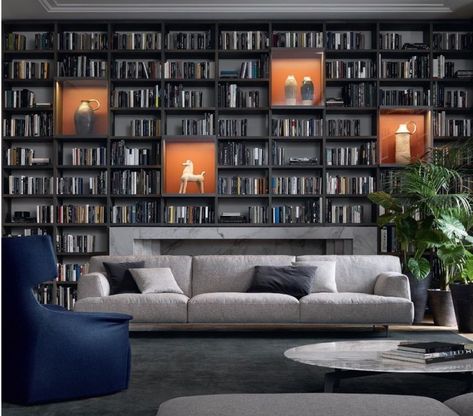 Living room goals Style Salon, Living Etc, Living Room Styles, Regal Design, Home Library Design, Bookshelf Design, Home Libraries, Design Del Prodotto, Library Design