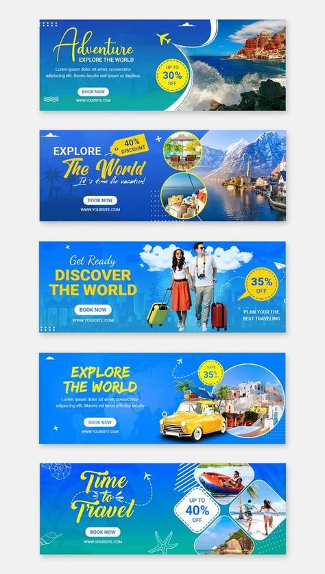 5 Travel Facebook Timeline Cover Templates PSD Travel Cover Design, Travel Marketing Ideas, Travel Banner Design Ideas, Facebook Cover Design Ideas, Subject Schedule, Digital Banner Design, Cover Facebook Design, Travel Facebook Cover, Travel Banner