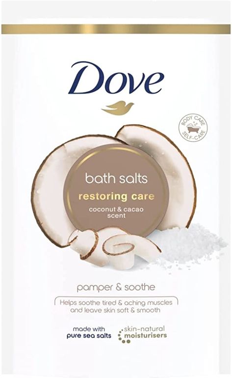 DoveCoconut #Dove #Coconutand #Coconut #andCacao #and #CacaoRestoring #Cacao #RestoringCare #Restoring #CareBath #Care #BathSalts #Bath #Salts900 #Salts #900g #900 #g Dove Coconut, Relax Your Mind, Natural Moisturizer, Muscle Aches, Relaxing Bath, Male Grooming, Medical Problems, Smells Amazing, Bath Salts